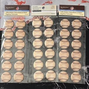 Puffy Baseball Scrapbook Stickers (Set of 3)